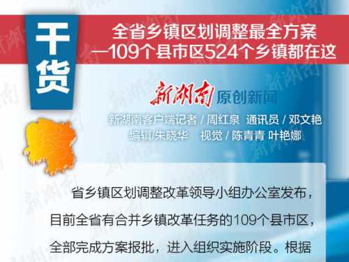 湖南乡镇区划调整最全方案：撤并524个乡镇